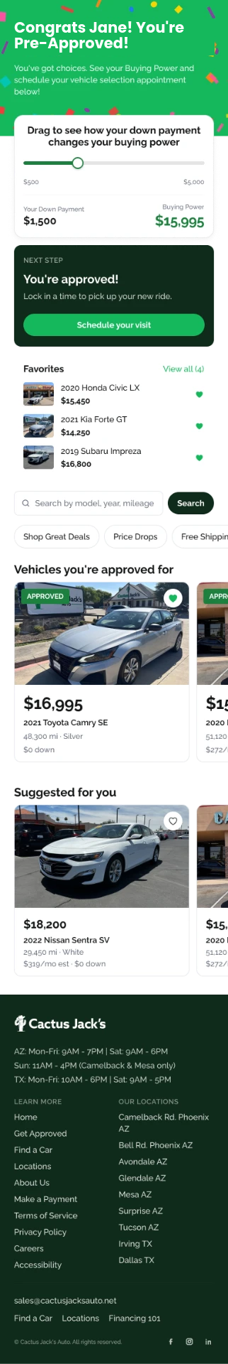 Congrats Jane, you're pre-approved — garage with favorites