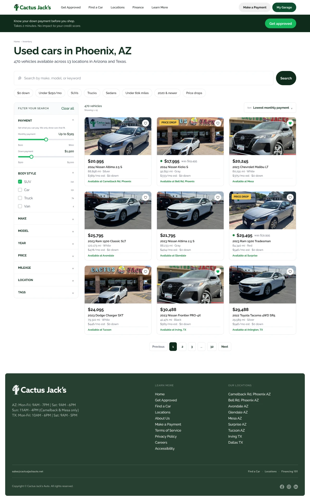 New inventory listing for used cars in Phoenix, AZ